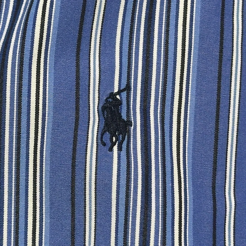 RALPH LAUREN Boys Casual Blue Striped Long Sleeve Button Down Shirt Sz 6 NC0011